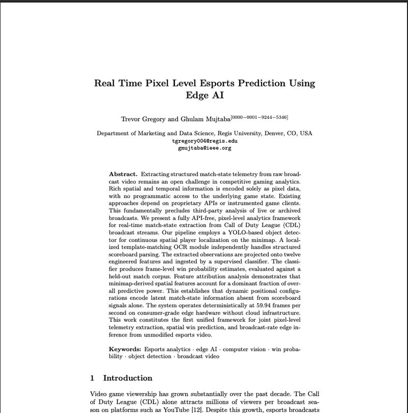 Real Time Pixel Level Esports Prediction Using Edge AI