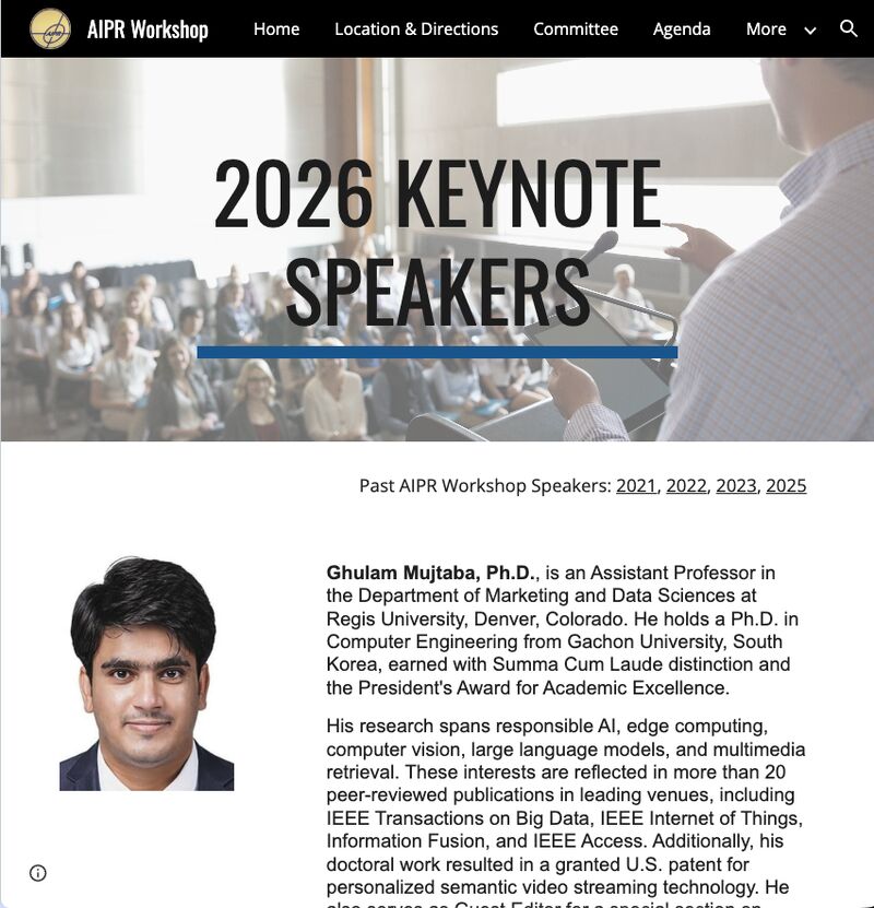 AIPR 2026 keynote speakers page